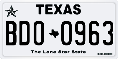 TX license plate BDO0963