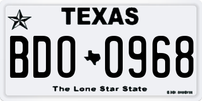 TX license plate BDO0968