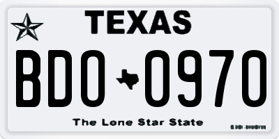 TX license plate BDO0970