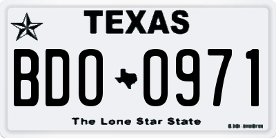 TX license plate BDO0971
