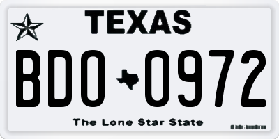 TX license plate BDO0972