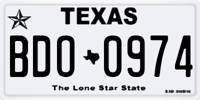 TX license plate BDO0974