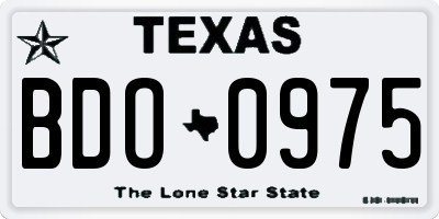 TX license plate BDO0975