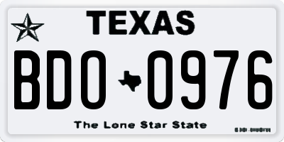 TX license plate BDO0976
