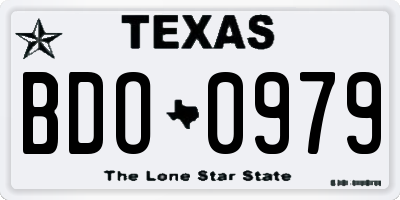 TX license plate BDO0979
