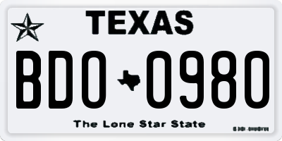 TX license plate BDO0980