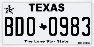 TX license plate BDO0983