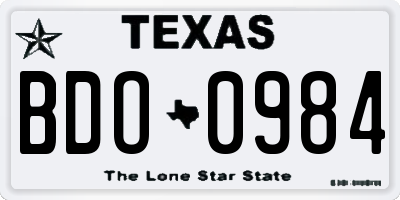TX license plate BDO0984
