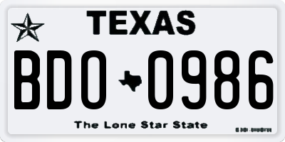 TX license plate BDO0986