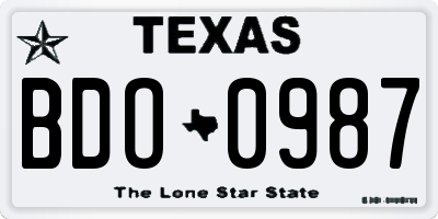 TX license plate BDO0987