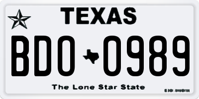 TX license plate BDO0989