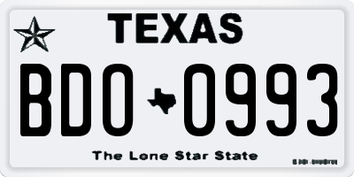 TX license plate BDO0993