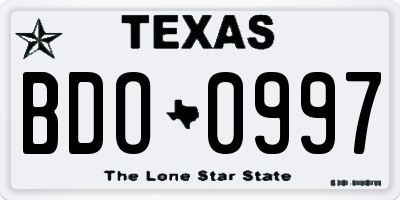 TX license plate BDO0997