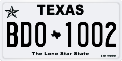 TX license plate BDO1002