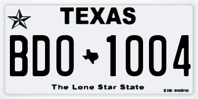 TX license plate BDO1004