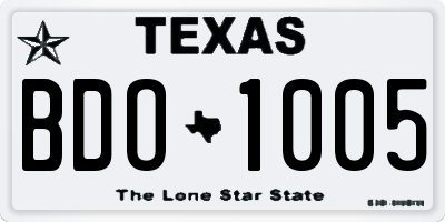 TX license plate BDO1005