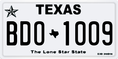 TX license plate BDO1009