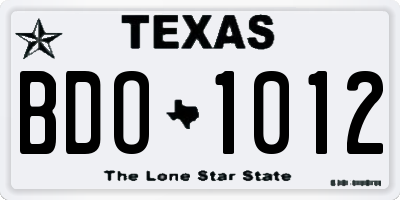 TX license plate BDO1012