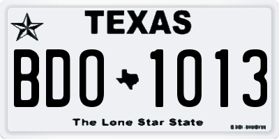 TX license plate BDO1013