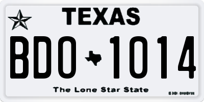 TX license plate BDO1014