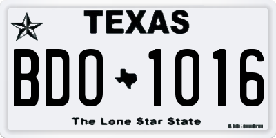 TX license plate BDO1016