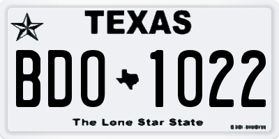 TX license plate BDO1022