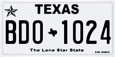 TX license plate BDO1024