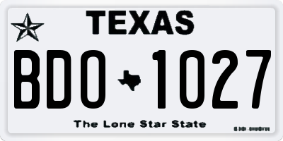 TX license plate BDO1027