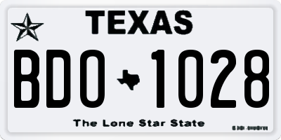 TX license plate BDO1028