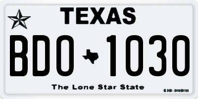 TX license plate BDO1030