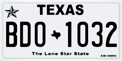 TX license plate BDO1032