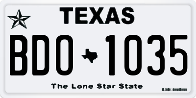 TX license plate BDO1035
