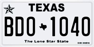 TX license plate BDO1040