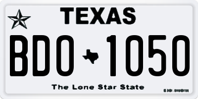 TX license plate BDO1050