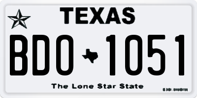 TX license plate BDO1051