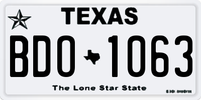 TX license plate BDO1063