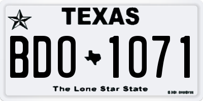 TX license plate BDO1071