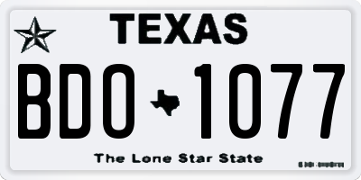 TX license plate BDO1077