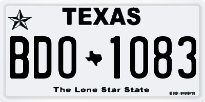 TX license plate BDO1083