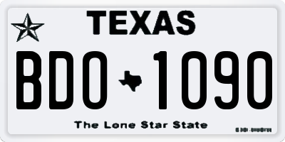 TX license plate BDO1090