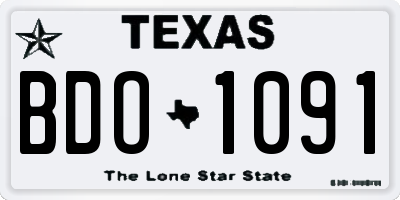TX license plate BDO1091