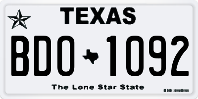 TX license plate BDO1092