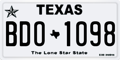 TX license plate BDO1098