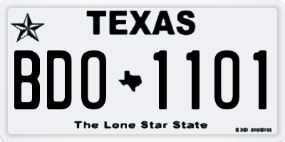 TX license plate BDO1101
