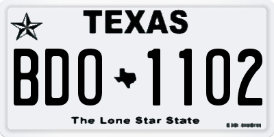 TX license plate BDO1102