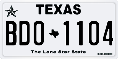 TX license plate BDO1104