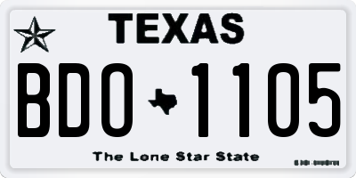 TX license plate BDO1105