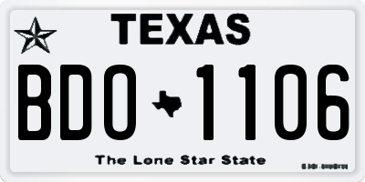 TX license plate BDO1106