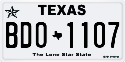 TX license plate BDO1107