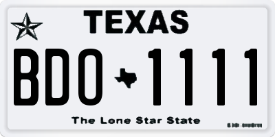TX license plate BDO1111